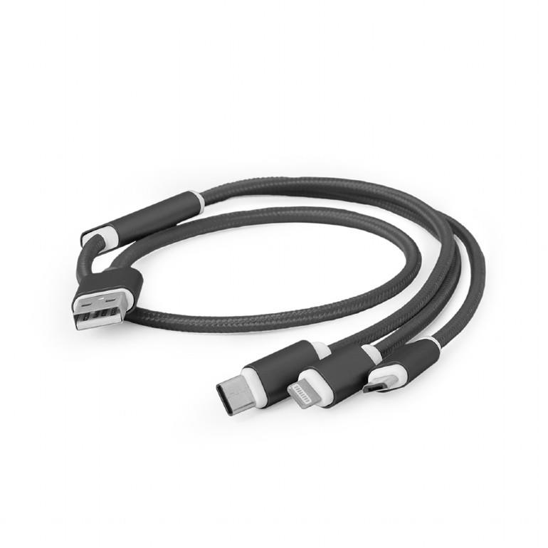 Gembird USB 3in1 įkrovimo laidas 1m juodas