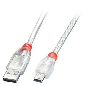 Lindy USB2 A į Mini-B laidas 0.5m skaidrus