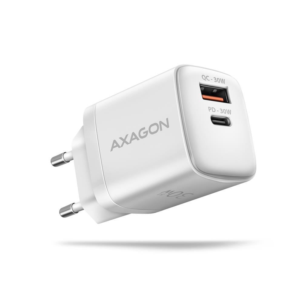 Axagon sieninis USB įkroviklis 30W 2 jungtys baltas ACU-PQ30W