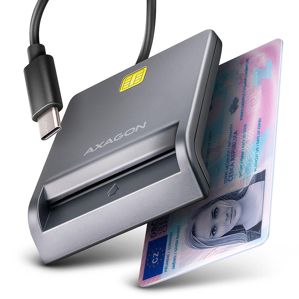 Axagon plonas SmartCard/ID kortelių skaitytuvas USB-C 1.3m CRE-SM3TC