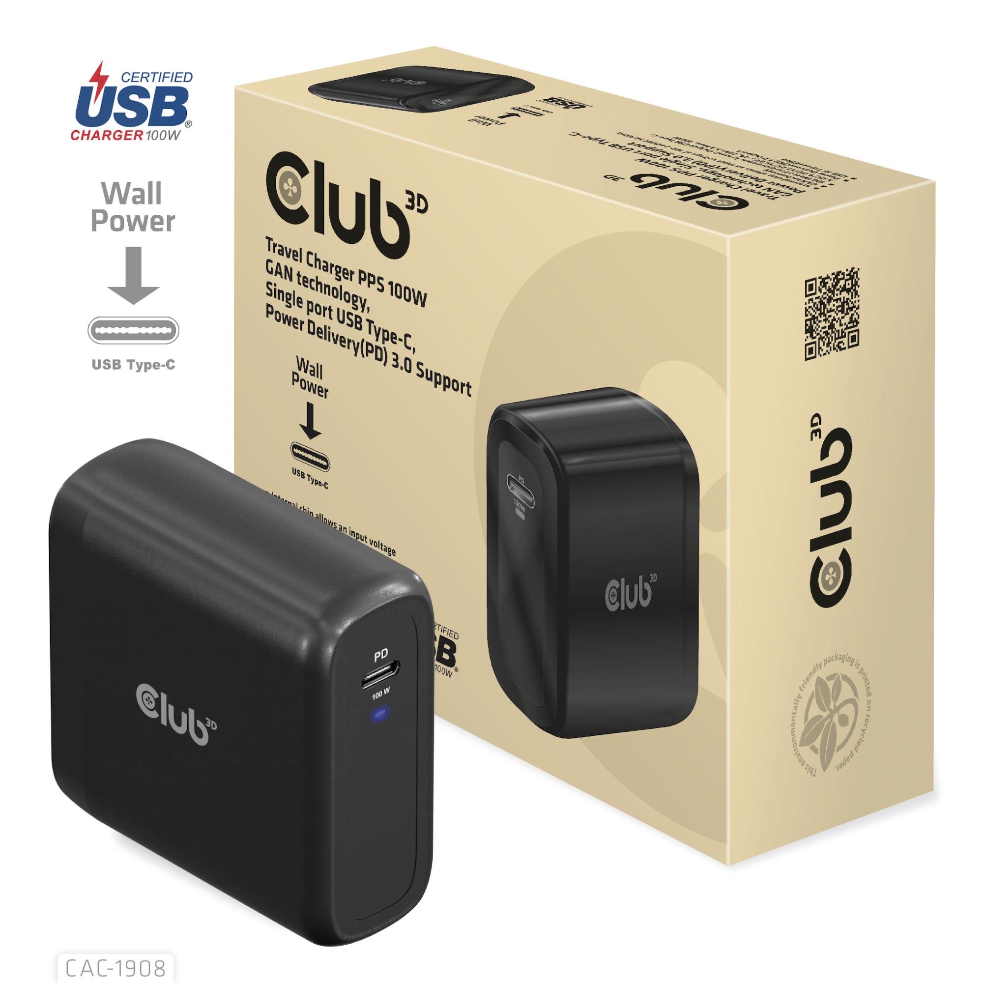 Kelioninis USB-C įkroviklis 100W CAC-1908EU Club3D