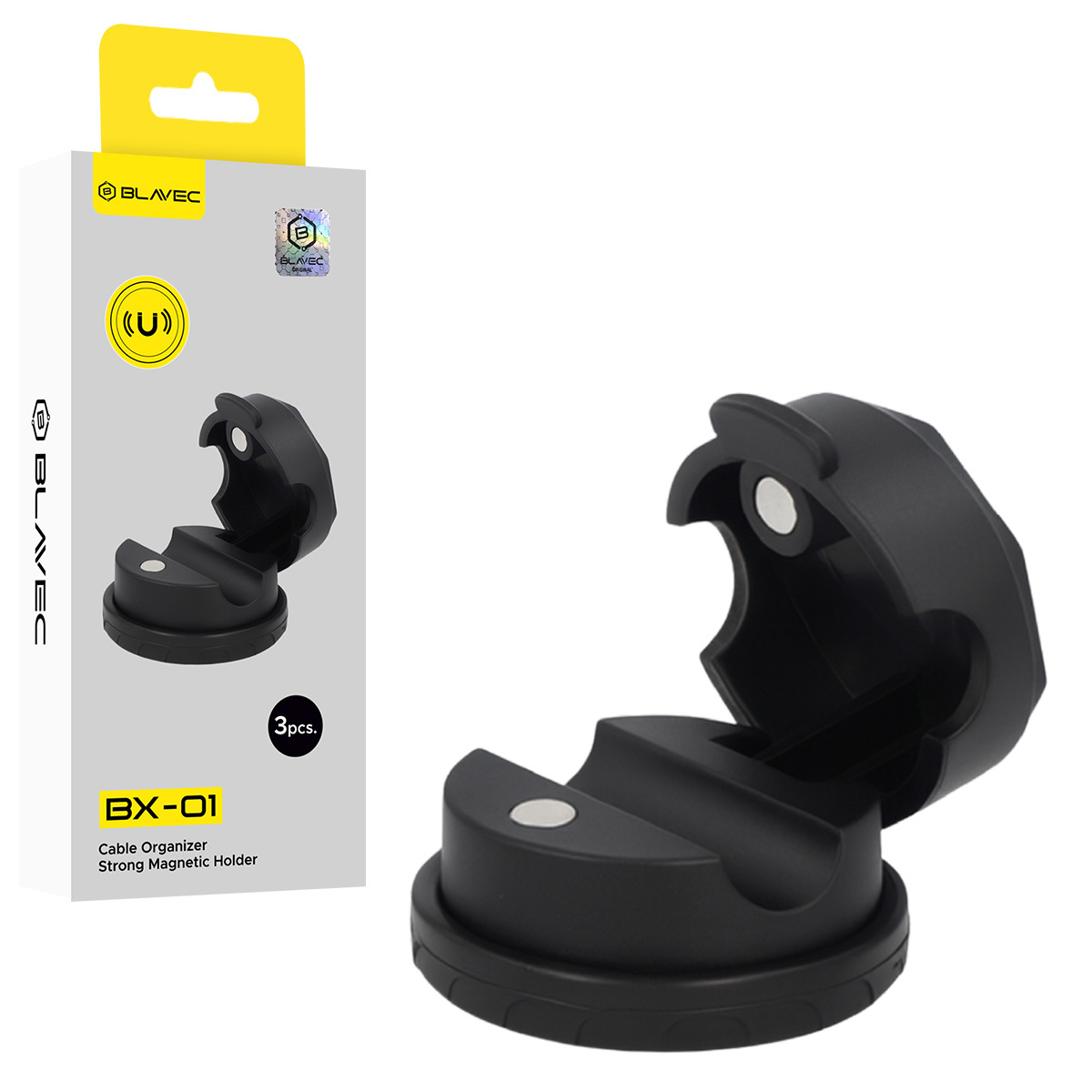 Blavec Cable organizer BX-01 self-adhesive clip juodas - 3 pieces