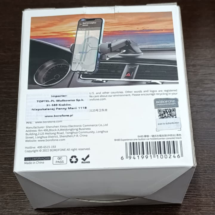 Borofone automobilinis laikiklis BH85 Experience su siurbtuku, juodas (pažeista pakuotė)