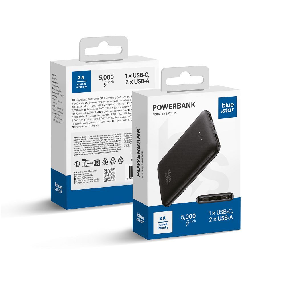 Išorinė baterija Blue Star W0539 5000 mAh 2A juoda