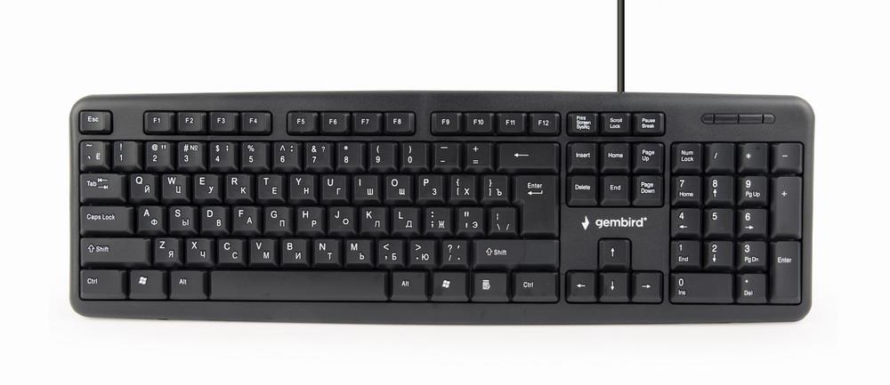 KLAVIATŪRA STANDARTINĖ USB RUS/JUODA KB-U-103-RU GEMBIRD