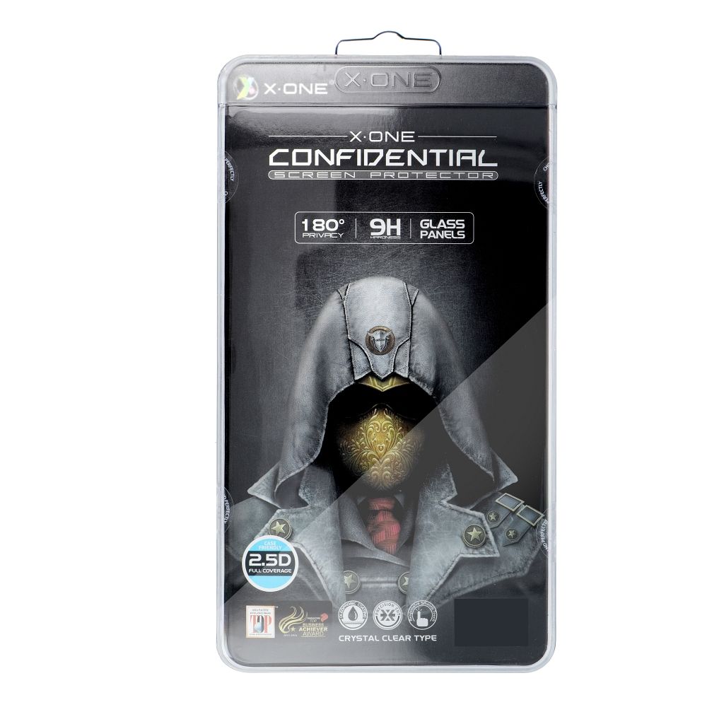 X-ONE Pilnas Dangtis Itin Stiprus Privatumas - iPhone 13/13 Pro/14/16e 6,1" (pilnas klijavimas) grūdintas stiklas 9H