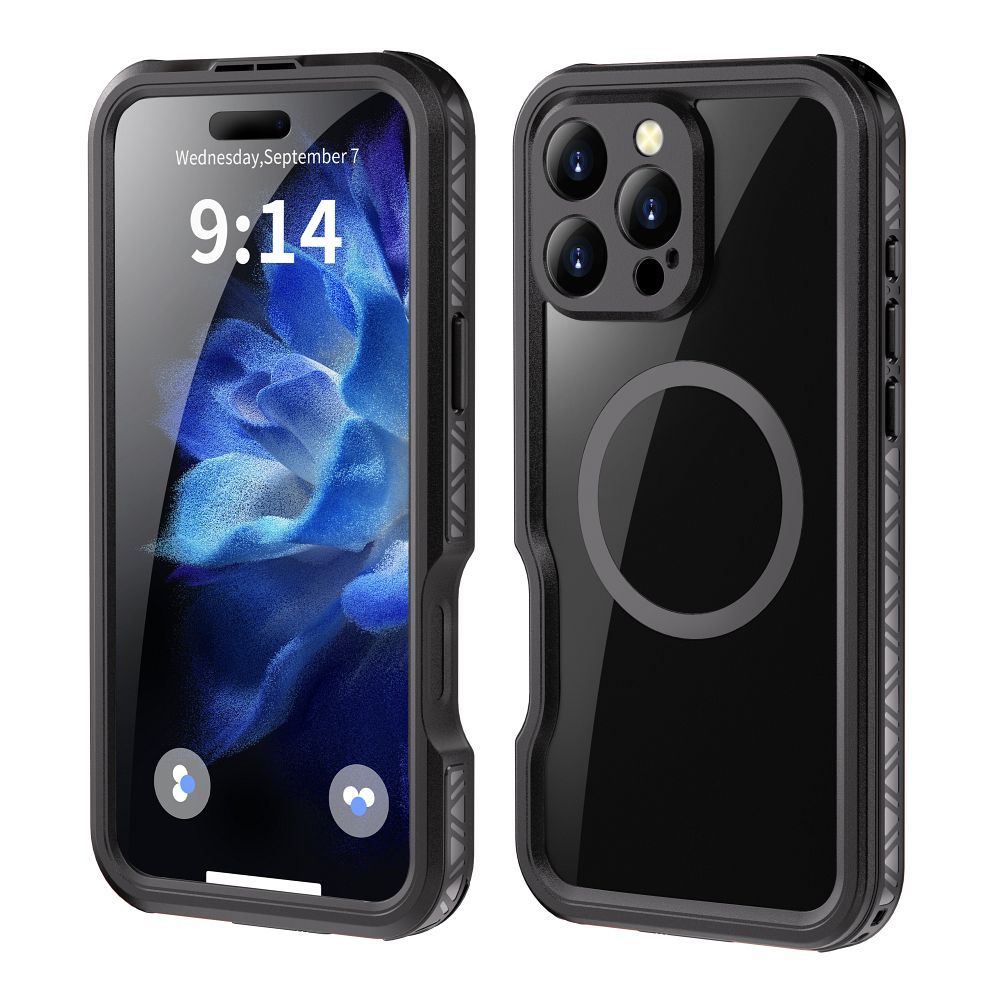 Vandeniui atsparus dėklas SHELLBOX GT, suderinamas su MagSafe, skirtas IPHONE 16 Pro Max, juodas