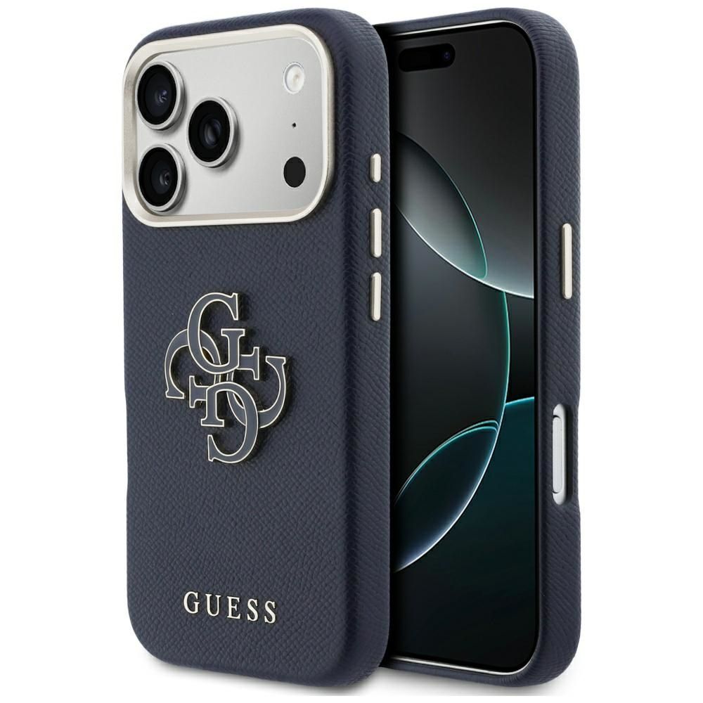 Guess FW dėklas su dervos logotipu iPhone 17 Pro Max - mėlynas