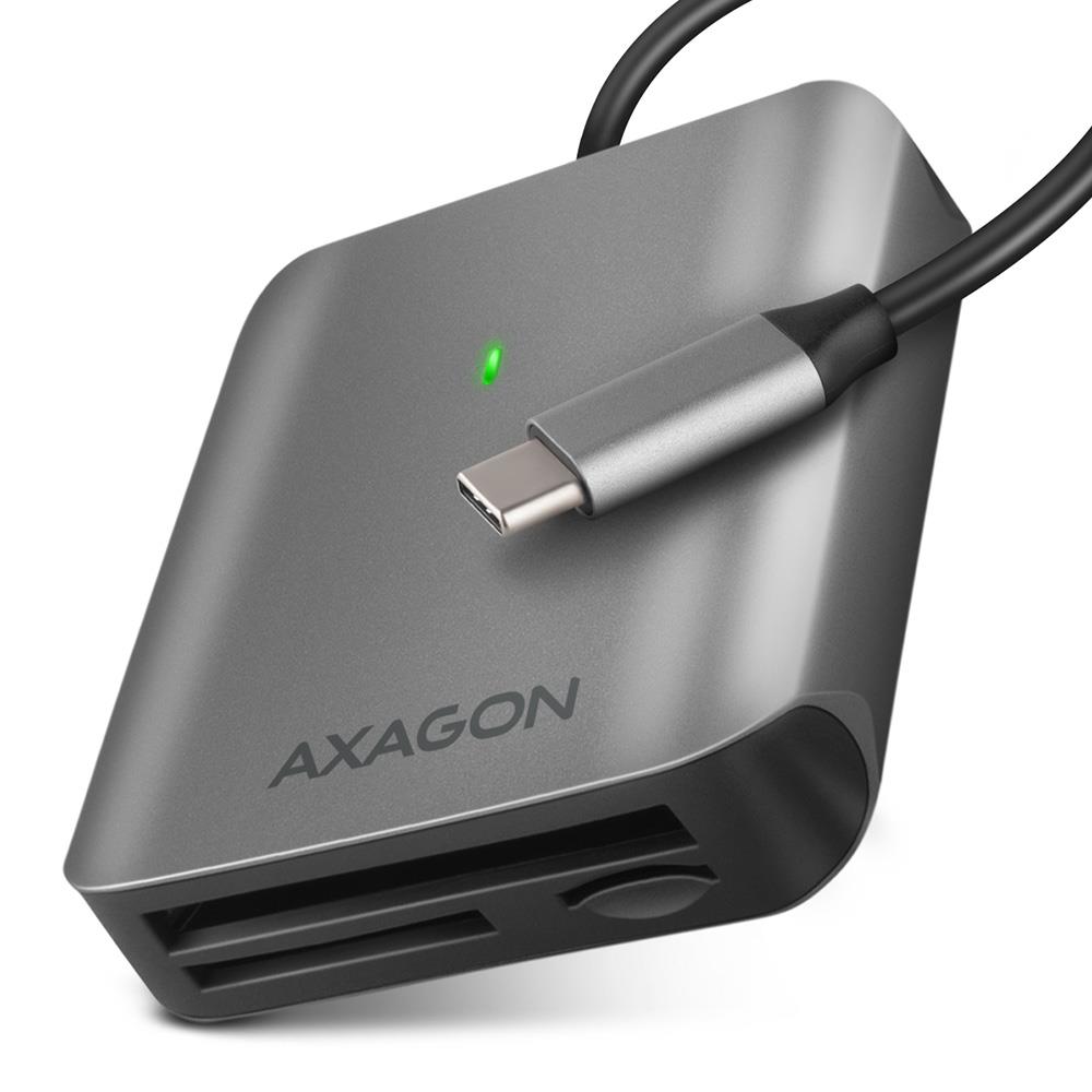 USB-C atminties kortelių skaitytuvas 3 lizdų SD MicroSD CF CRE-S3C Axagon