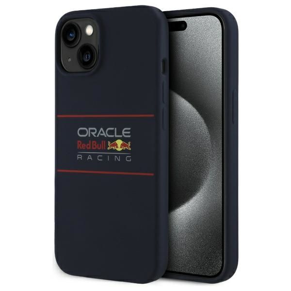 RED BULL dėklas telefonui IPHONE 16 Pro suderinamas su MagSafe RBHMP16L24SIHSRV (Silikoninis horizontalus centrinis logotipas) tamsiai mėlyna