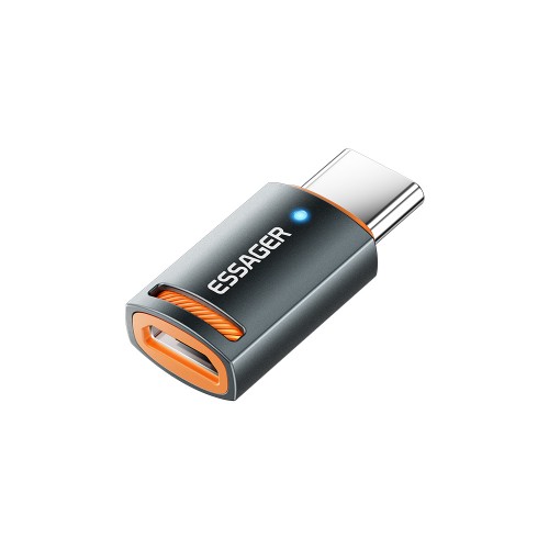 Adapteris Essager HuntC juodas (In: MicroUSB / Out: Type-C)