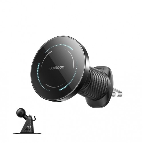 Belaidis automobilinis įkroviklis-laikiklis Joyroom (JR-ZS502) Magnetic (MagSafe 15W) tvirtinamas ant ventiliacijos grotelių juodas