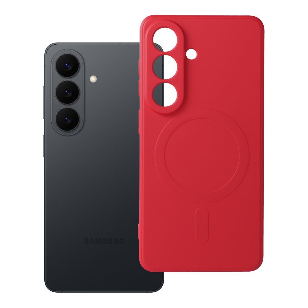 Silikoninis magnetinis dėklas, suderinamas su MagSafe, skirtas Samsung S26 Pro, raudonas