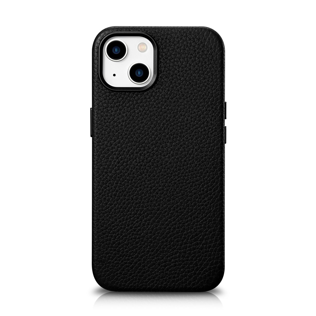 Чехол iCarer Litchi Premium Leather для iPhone 14 Plus магнитный кожаный с MagSafe чёрный