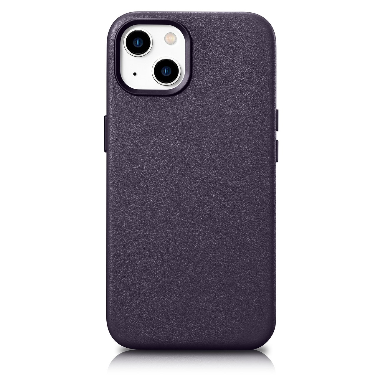 Чехол iCarer Leather из натуральной кожи для iPhone 14 Plus тёмно-фиолетовый (совместим с MagSafe)