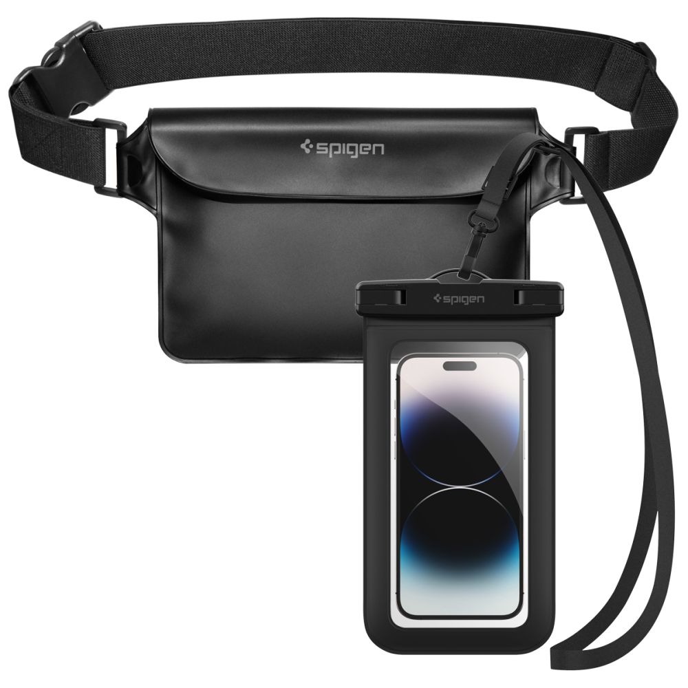 Spigen Aqua Shield A621 vandeniui atsparus juosmens krepšys + plūduriuojantis dėklas - juodas