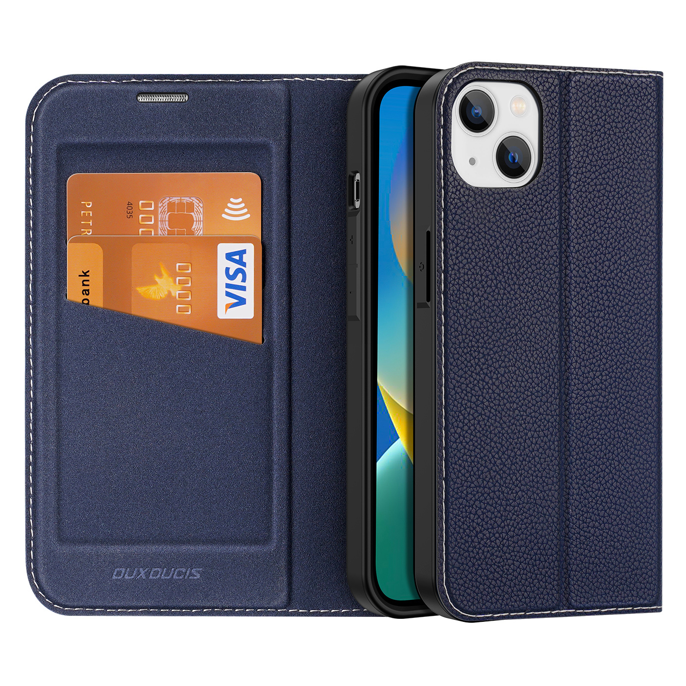 Dux Ducis Skin X2 dėklas telefonui iPhone 14 Plus su magnetine uždanga mėlynas