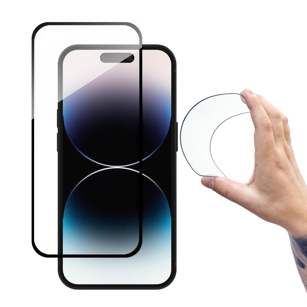 Wozinsky pilno padengimo Flexi Nano Glass grūdintas stiklas iPhone 14 Pro lankstus su juodu rėmeliu