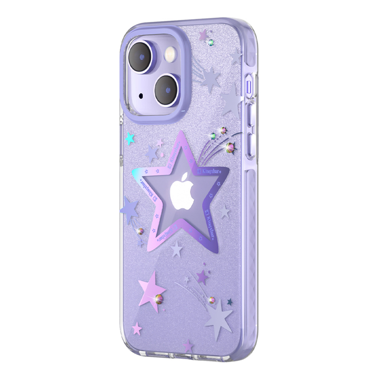 Kingxbar Heart Star Series dėklas iPhone 14 Plus violetinė žvaigždės dėklas
