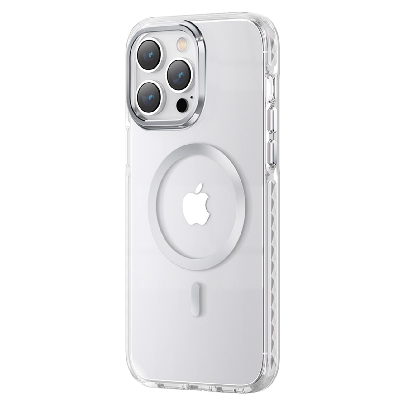 Kingxbar PQY Ice Crystal Series magnetinis dėklas telefonui iPhone 14 Plus MagSafe sidabrinis