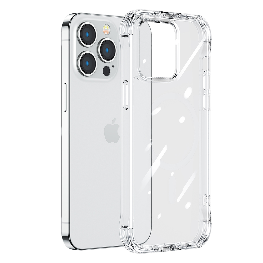 Joyroom Defender serijos dėklas iPhone 14 Pro šarvuotas kablio dėklas su stovu skaidrus (JR-14H2)