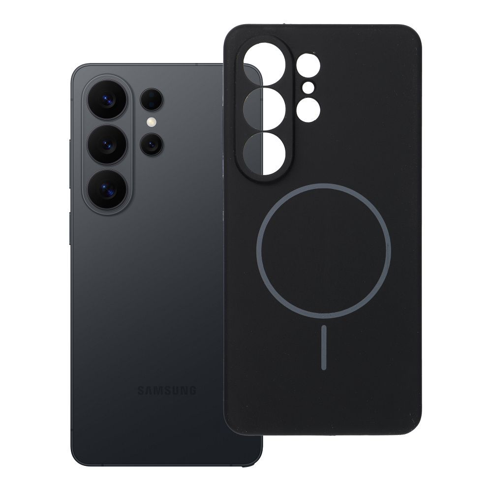 Dėklas SILIKONAS 2 mm, skirtas SAMSUNG S26 Ultra, suderinamas su MagSafe, juodos spalvos