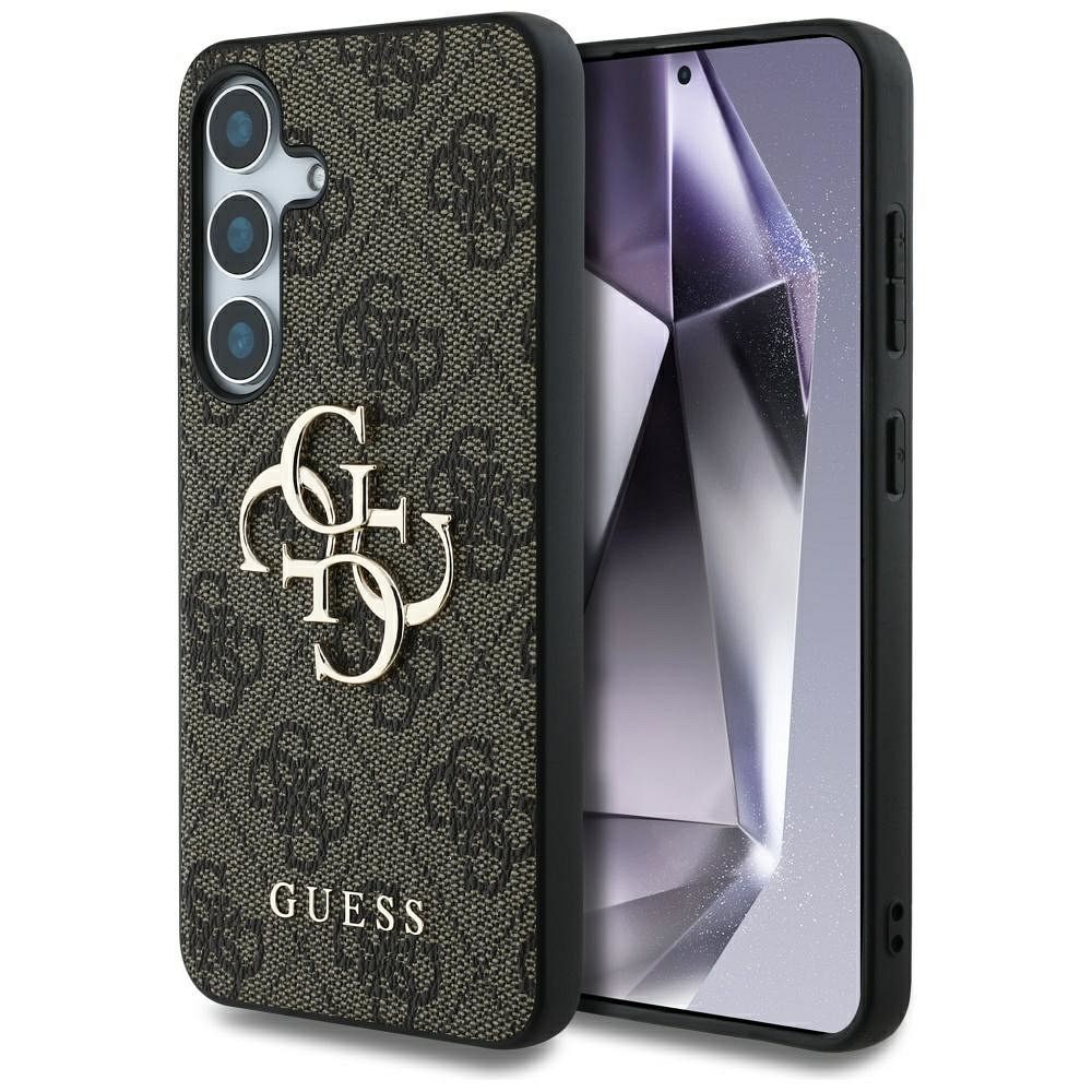 Guess Big 4G Logo Classic Logo dėklas telefonui Samsung Galaxy S25 Plus rudas