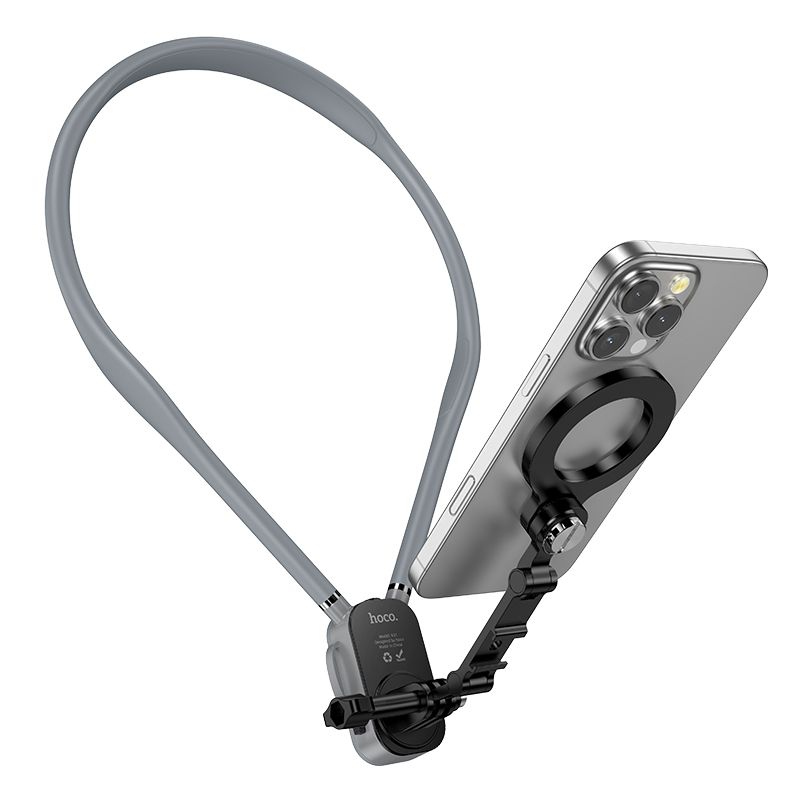 Neck magnetic phone holder Hoco K31 juodas pilkas