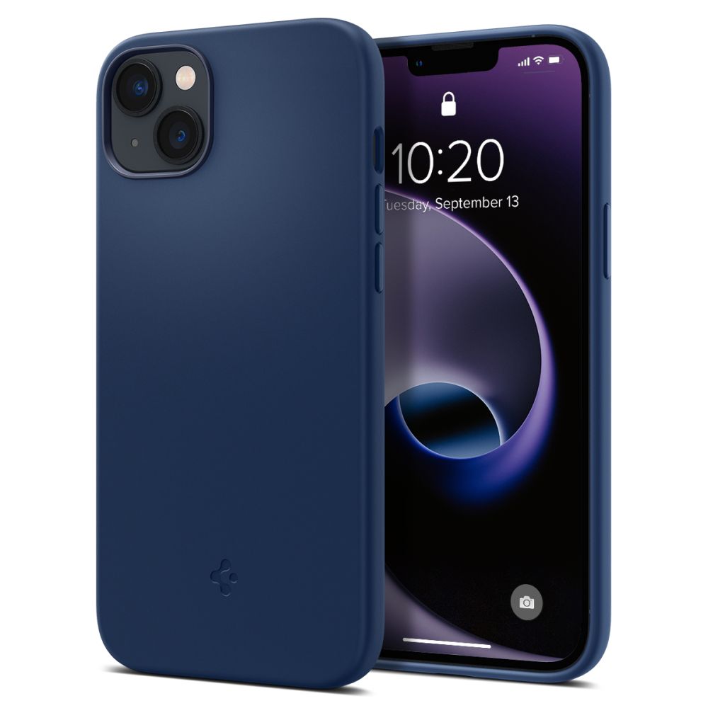 "Spigen Silicone Fit Mag" dėklas su "MagSafe", skirtas "iPhone 14 Plus" - mėlynas