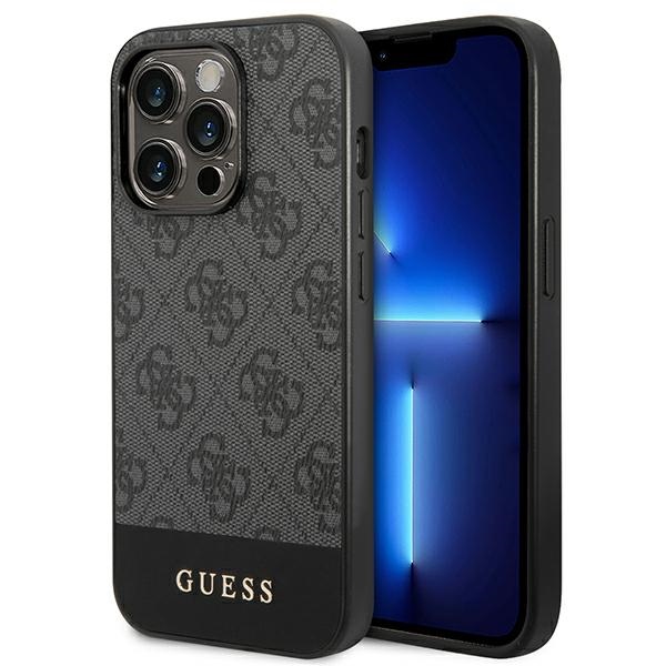Guess GUHCP14LG4GLGR iPhone 14 Pro 6.1" pilkas dėklas 4G Stripe Collection