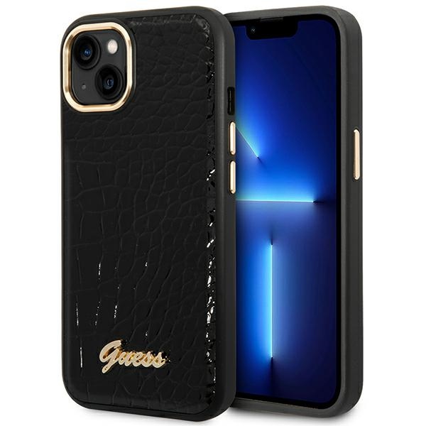 Guess GUHCP14MHGCRHK iPhone 14 Plus 6.7 "juodas/juodas kietas dėklas Croco Collection