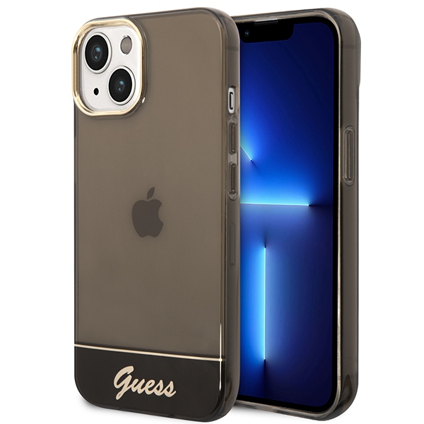Guess GUHCP14SHGCOK kietas dėklas iPhone 14 6,1" Translucent – juodas