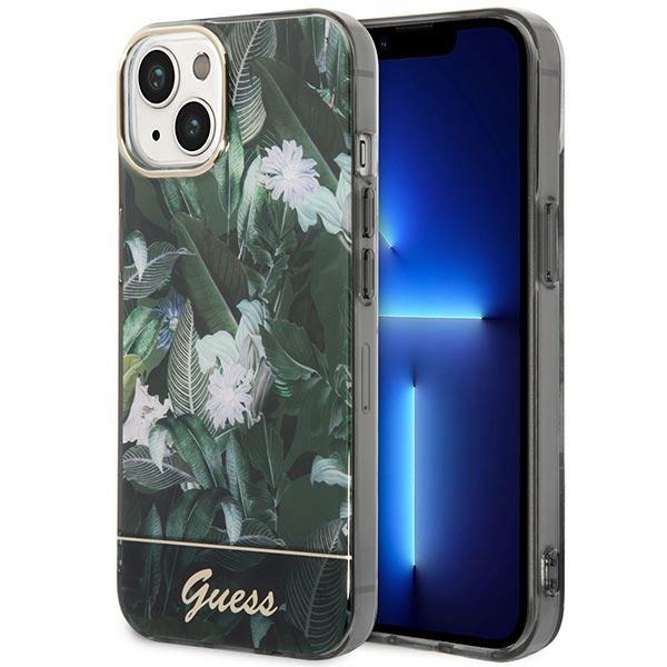Guess Jungle kolekcija dėklas telefonui iPhone 14 - žalias