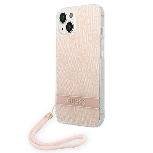 Guess GUOHCP14MH4STP iPhone 14 Plus 6.7" розовый/розовый жёсткий чехол 4G Print Strap