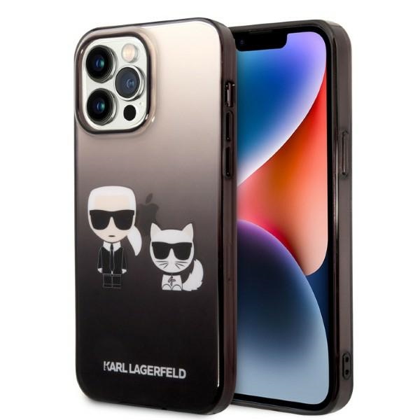 Karl Lagerfeld KLHCP14LTGKCK iPhone 14 Pro 6.1 "kietas dėklas juodas/juodas Gradientinis Ikonik Karl & Choupette