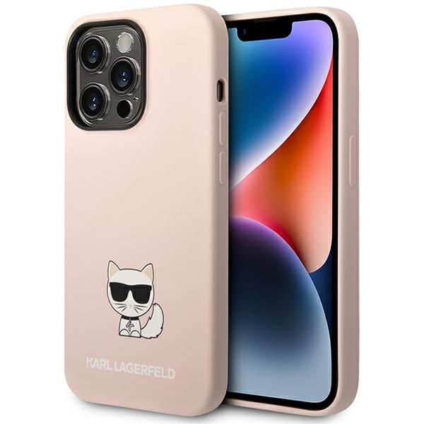 Karl Lagerfeld KLHCP14XSLCTPI iPhone 14 Pro Max 6.7 "kietas dėklas šviesiai rožinis / šviesiai rožinis Silikoninis Choupette Kūnas