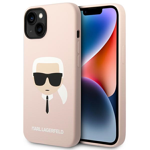 Karl Lagerfeld KLHMP14SSLKHLP iPhone 14 6.1 "kietas dėklas šviesiai rožinis / šviesiai rožinis Silikoninis Karlo Galva Magsafe
