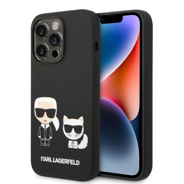 Karl Lagerfeld KLHMP14LSSKCK iPhone 14 Pro 6.1 "kietasis dėklas juodas / juodas skystas silikoninis Karl & Choupette MagSafe