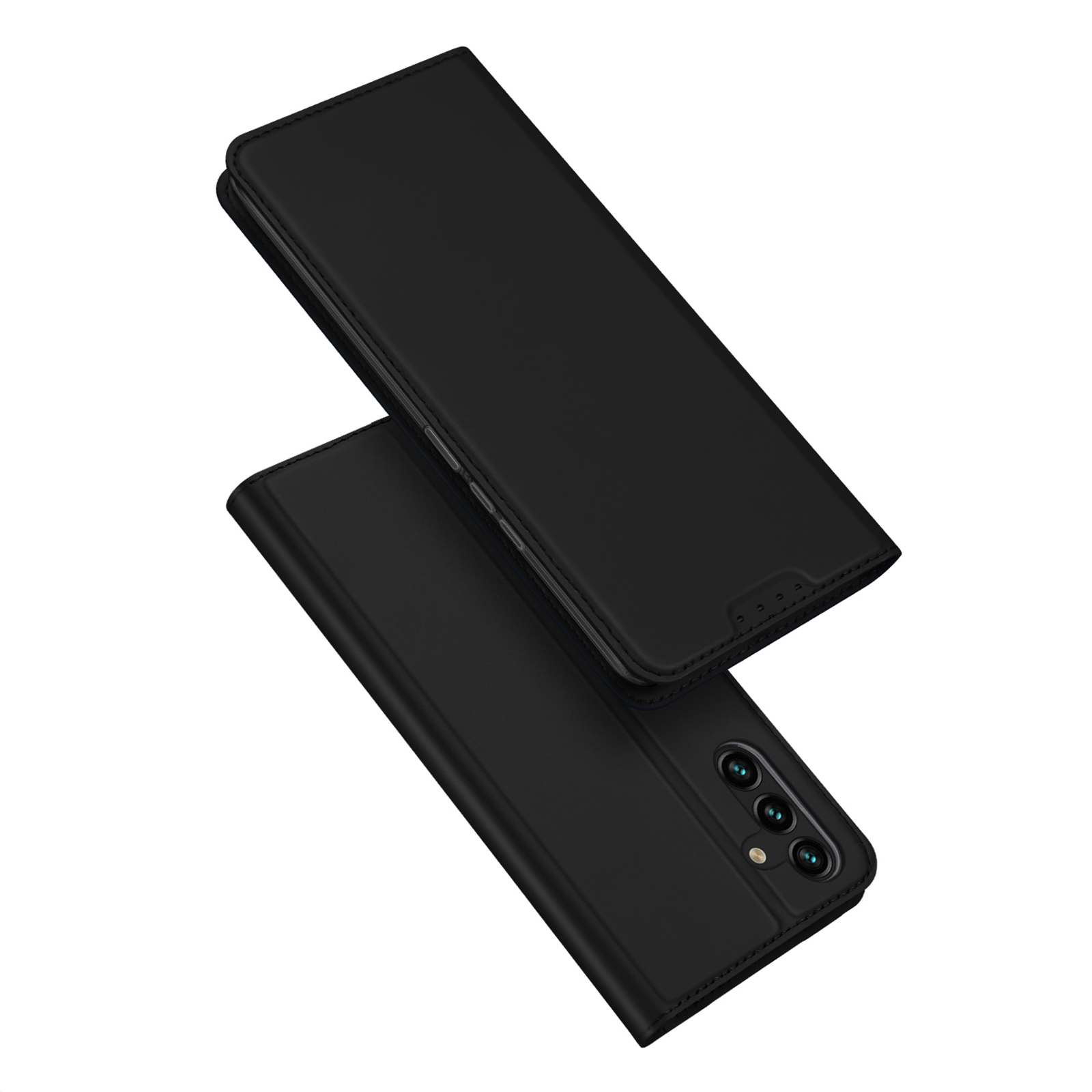 Dux Ducis Skin Pro Dėklas telefonui Samsung Galaxy A14 4G / 5G su atverčiamu kortelių dėklu ir stovu Juodas