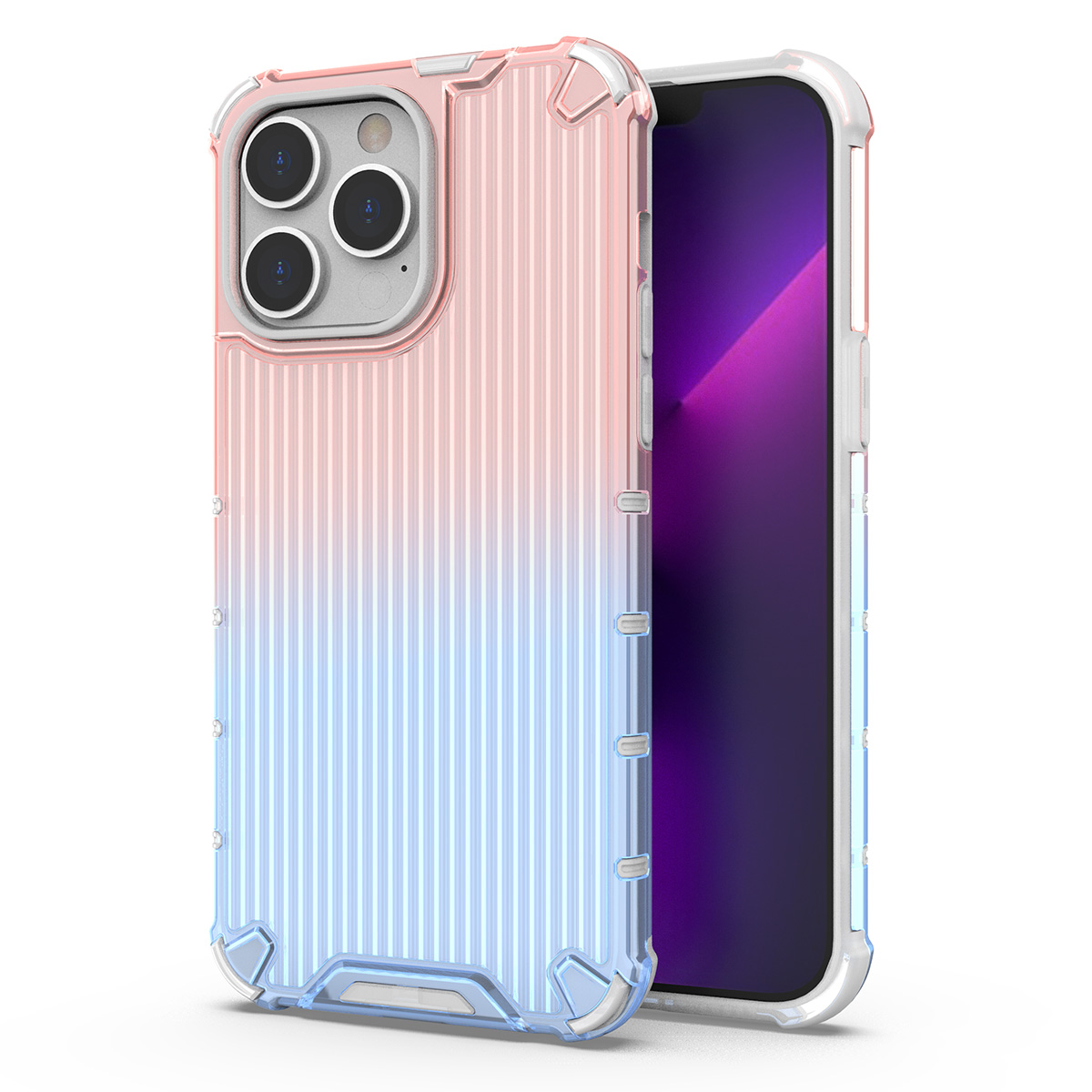 Ombre Protect Case для iPhone 13 Pro бронированный чехол розово-синий