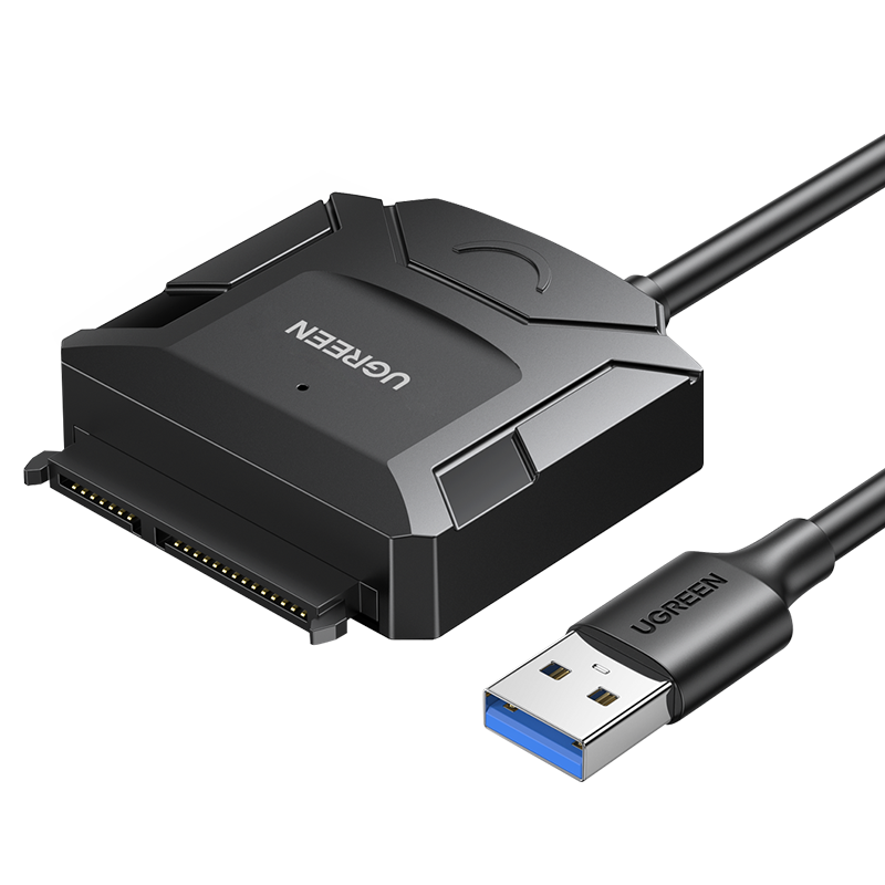 Ugreen CR108 2.5'' / 3.5'' standžiojo disko adapterio laidas (USB-A 3.0 - SATA) - juodas