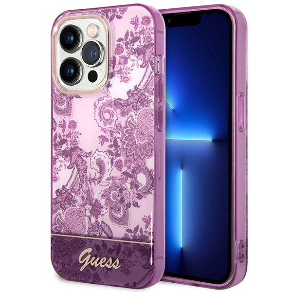 Guess Porcelain Collection dėklas telefonui iPhone 14 Pro Max - fuksinė