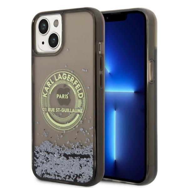 Karl Lagerfeld skystas blizgus RSG dėklas telefonui iPhone 14 Plus - juodas