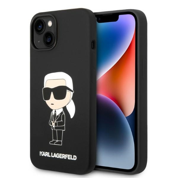 Karl Lagerfeld silikoninis Ikonik dėklas telefonui iPhone 14 Plus - juodas