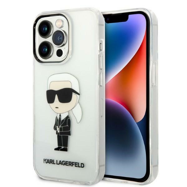 Karl Lagerfeld Ikonik Karl dėklas telefonui iPhone 14 Pro Max - permatomas