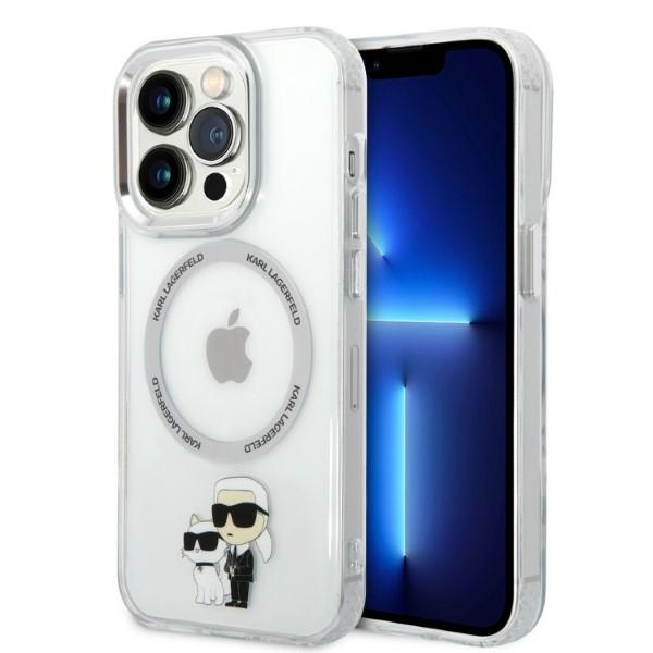 Karl Lagerfeld Iconic Karl&Choupette Magnetinis dėklas telefonui iPhone 14 Pro - skaidrus