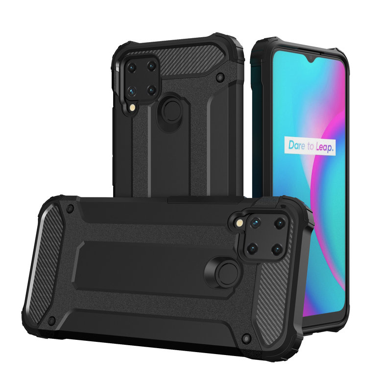 Hybrid Armor dėklas telefonui Realme 10 5G / Realme 9i 5G šarvuotas hibridinis dėklas juodas