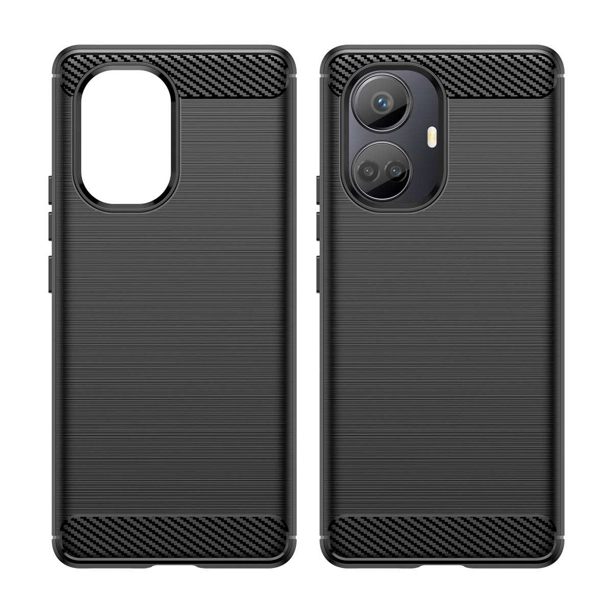 Carbon Case dėklas Realme 10 Pro+ lankstus silikoninis anglies dangtelis juodas