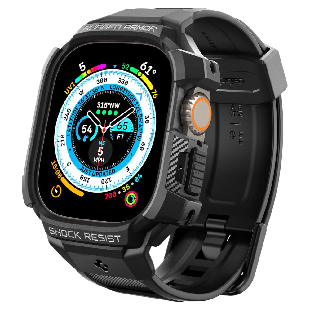 Чехол Spigen Rugged Armor Pro для Apple Watch Ultra (49mm) с ремешком — чёрный