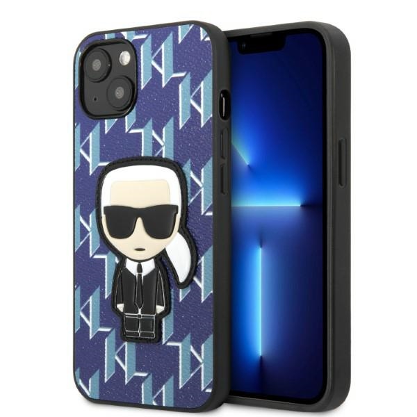 Karl Lagerfeld KLHCP13MPMNIKBL iPhone 13 6.1" kietas dėklas mėlynas/mėlynas Monograma Ikonik Pleistras